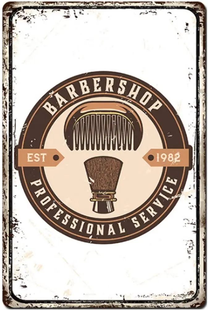 Professional Service Tin Metal Signs Wall Art | Thick Tinplate Print Poster Decoration for Barber Shop
