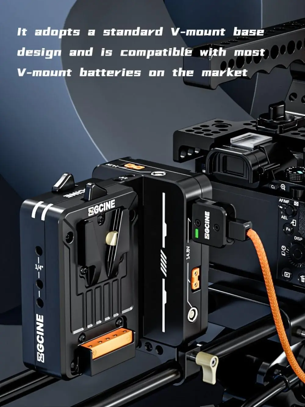 ZGCINE VM-HS2 Hot Swap V Mount Battery Plate with Shark Fin Design Dual Micro V Mount USB-C PD 100W Output for Cameras camera accessories
