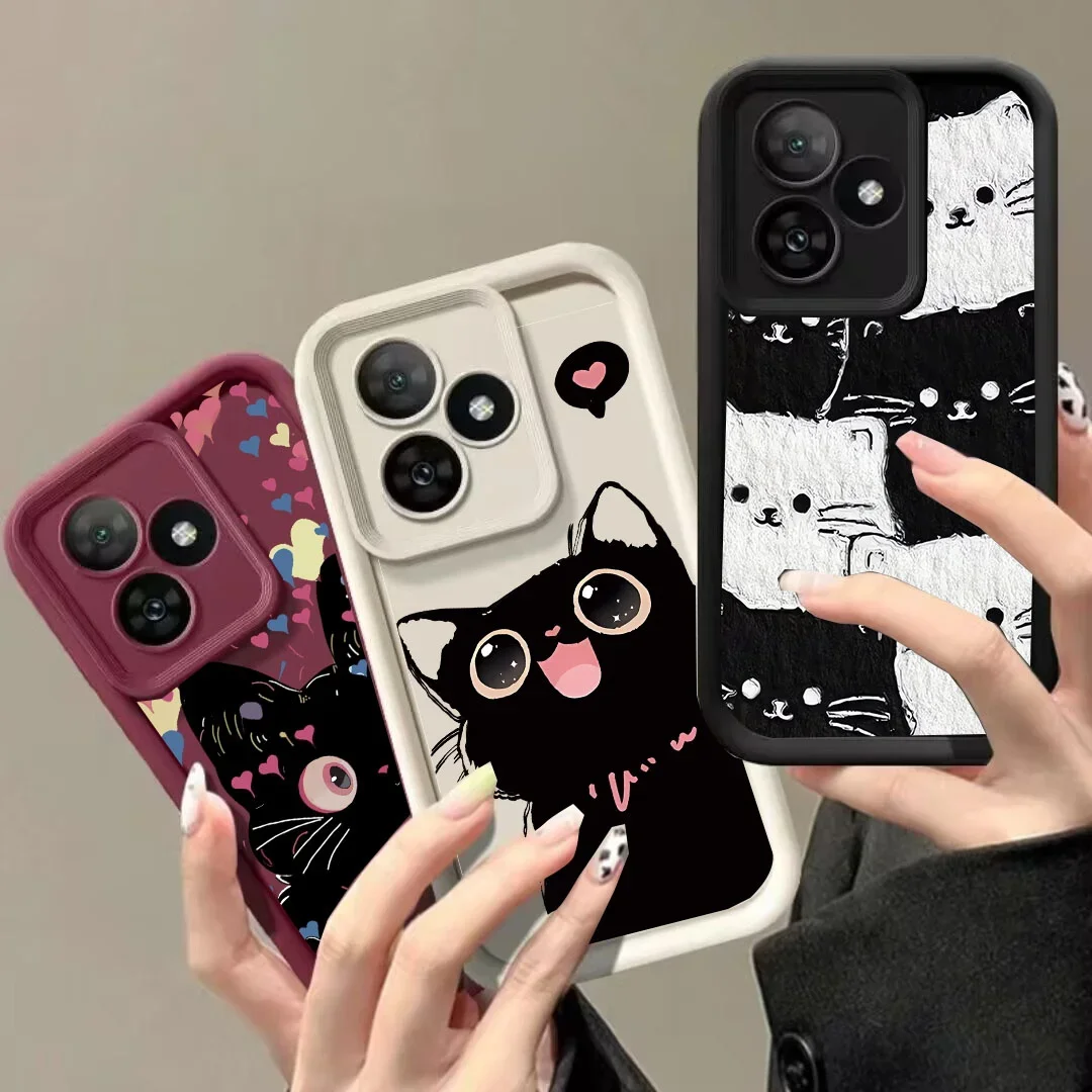 Charming Black Cat Print Silicone Soft Case Cover