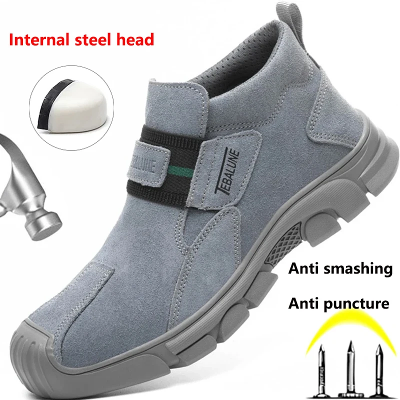 Safety Work Shoes Labor Protection Anti Smashing Steel Toe Breathable Comfortable Safety Boots New Industrial Men's Shoes images - 6
