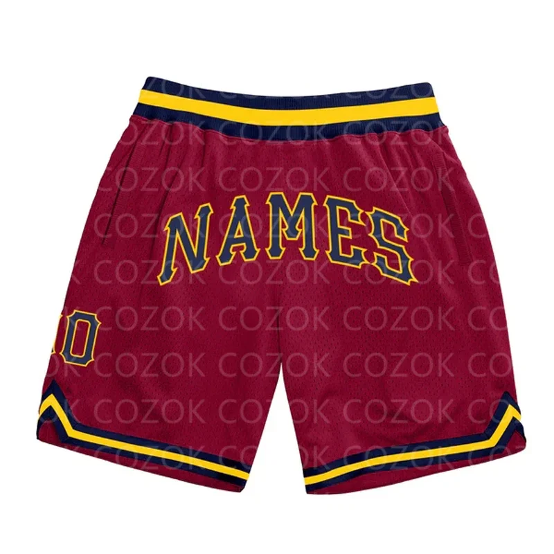 

Custom Red Yellow Dark Authentic Basketball Shorts 3D Printed Men Shorts Your Name Mumber Quick Drying Beach Shorts