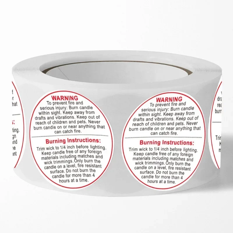 Candle Jar Container Label Wax Melting Safety Stickers Decal for Candle Jars and Votives Round Warning Label Sticker