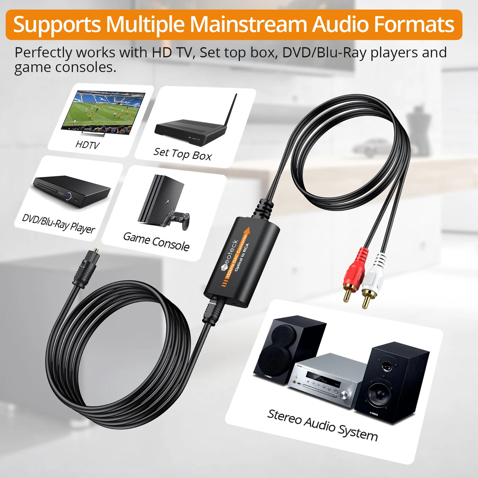 Neoteck-Convertidor de Audio DAC SPDIF a RCA Digital a analógico