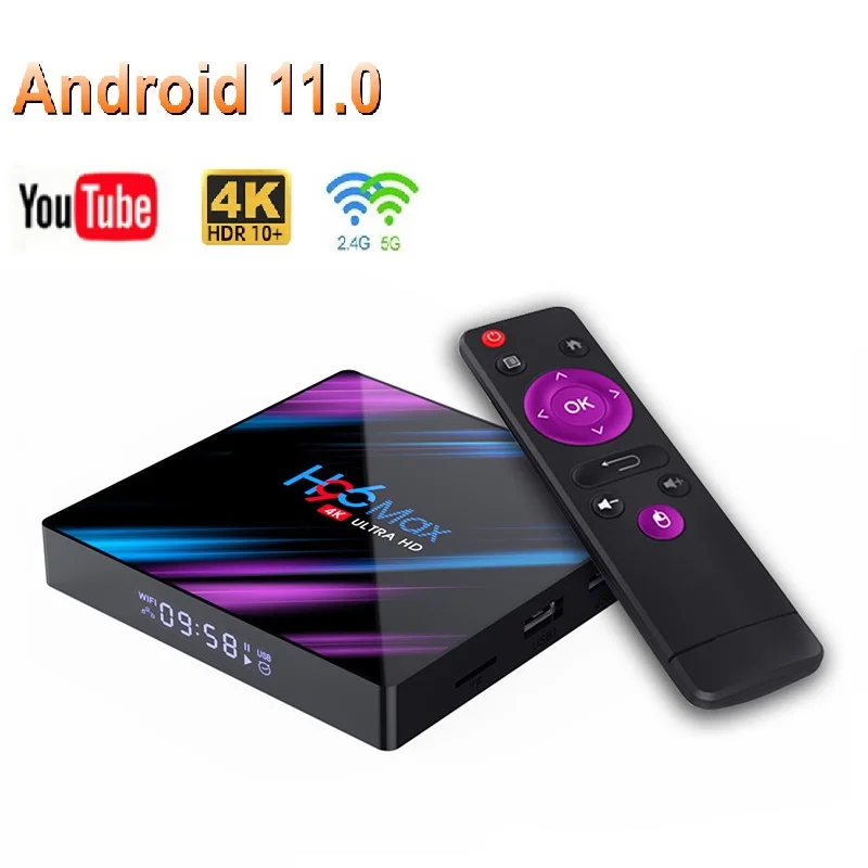 H96 MAX RK3318 Smart TV Set-Top Box With Remote Control Android 4G To 64GTF Card Compatible With All HD Streaming Media