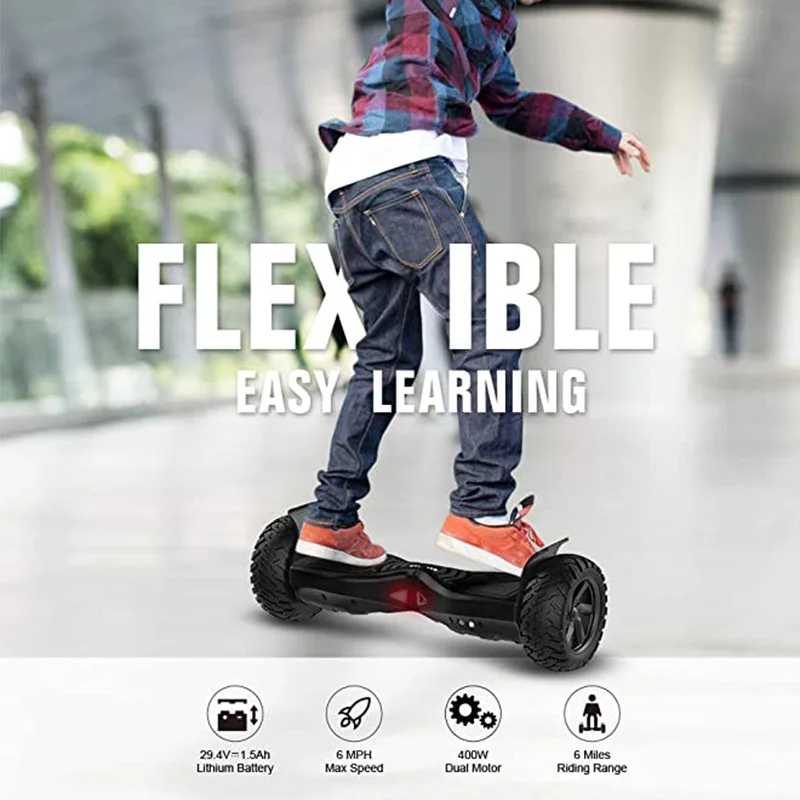 9 Inch All Terrain Off Road Wheels LED Lights Self Balancing Electric Scooter Hoverboard Skateboard