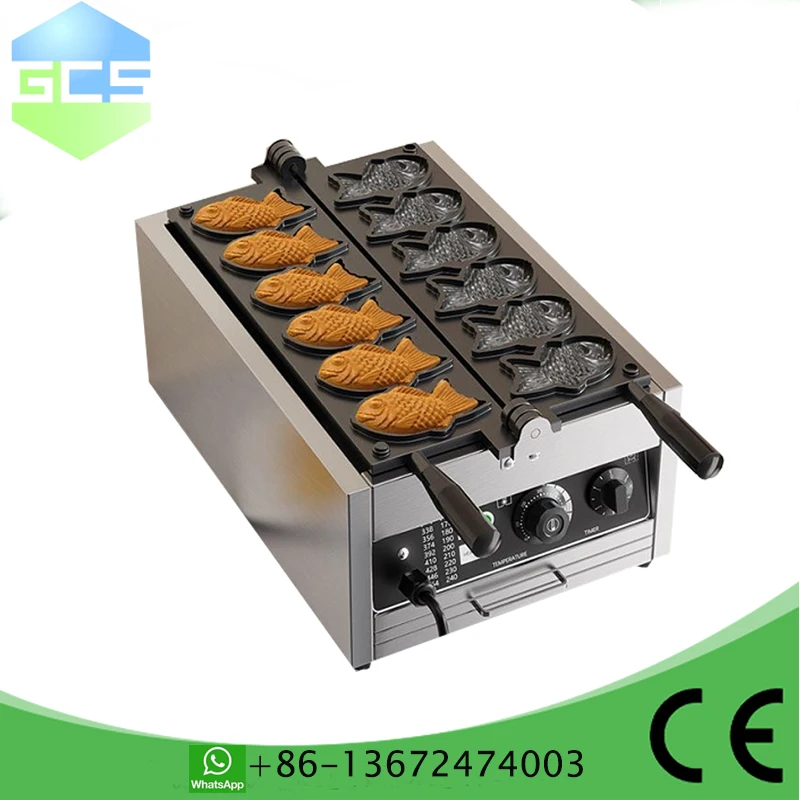 6-Pcs Electric Big Fish Waffle Maker | Taiyaki Machine with Fast Shipment | Non-Stick Regular Model for  Commercial Use