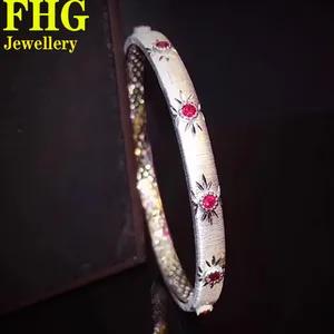 Au750 18K White Gold Natural Ruby luxury  bracelet female bangle wedding birthday party gift