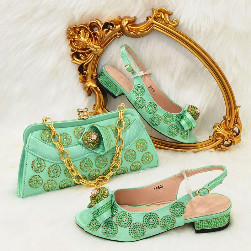 

Beautiful Lemon Women Shoes Match Purse With Rhinestones Decoration African Dressing Pumps And Bag Set CR802,Heel 3CM