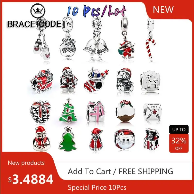 

10Pcs/Lot Christmas Charm Bead Pendant DIY Accessories, For Making Branded Ms Bracelets And Necklaces Christmas Gifts