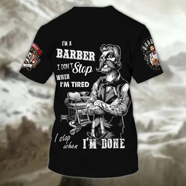Sommer Mode Herren T-shirt Personalisierte Name Barber 3D Gedruckt Unisex T Shirt Geschenk für Barber Casual Kurzarm tops DW69 – Detail 16