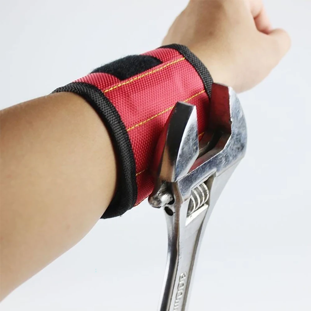 Magnetic Wristband Portable Tool Bag 3/5 Magnet Wrist Tool Belt Screws Nails Drill Bits Bracelet Repair Red Blue