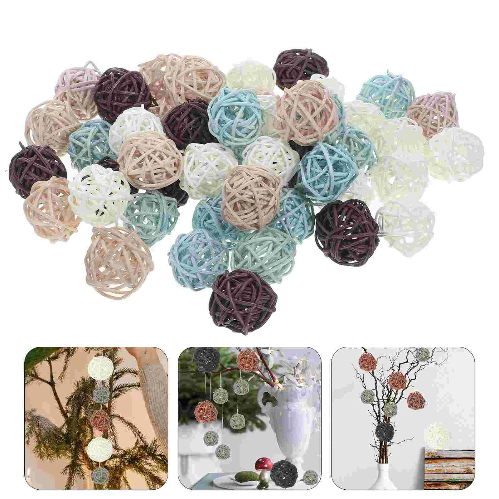 

72 Pcs Decorative Balls Takraw Decoration Rattan to Weave Vase Filler Xmas Crafts