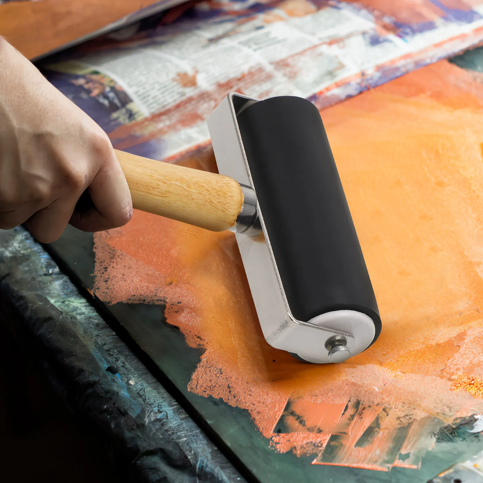 그래픽 아트 인쇄용 2Pcs 10Cm 평면 고무 롤러, 인쇄물 스탬핑 공예 프로젝..