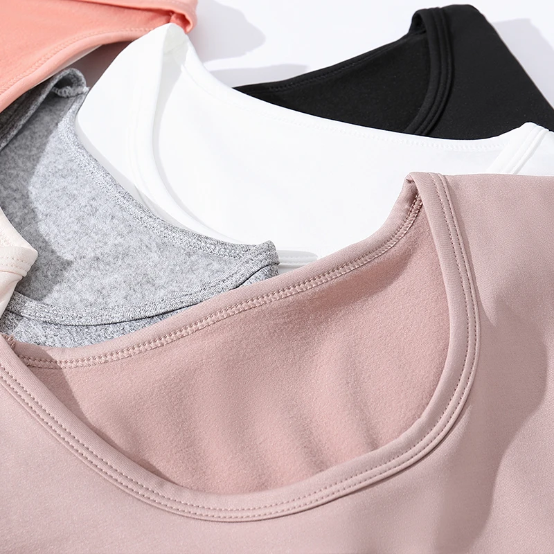 Solid Color Thermal Underwear Set for Women Sexy High-Neck Long-Sleeve Top Thickened Fleece Long Pants