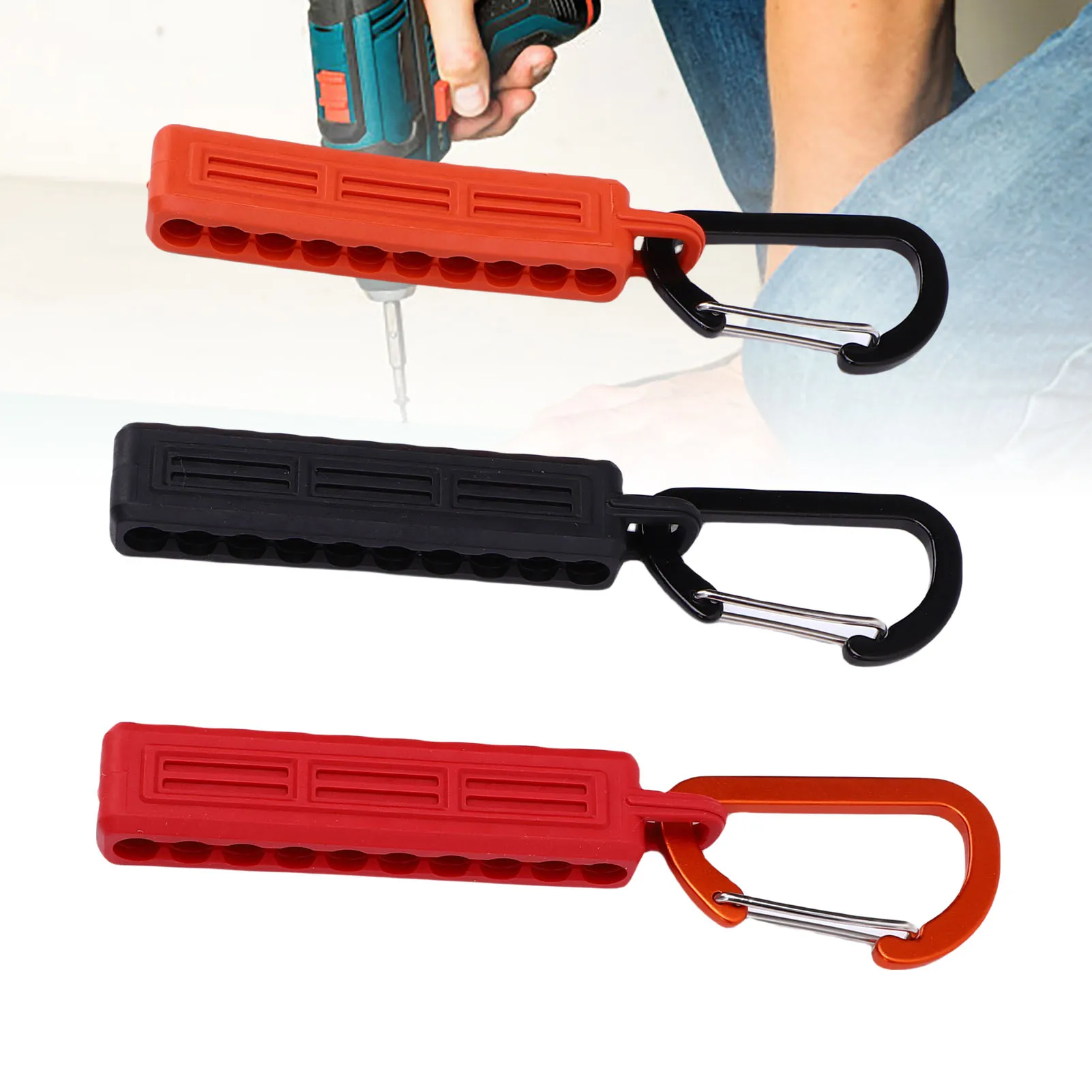 10 Hole Bit Holder 1/4 Inch Shank Screwdriver Drill Bit Storage Organizer with Clip Hook Bit Holder Screwdriver Bit Holder