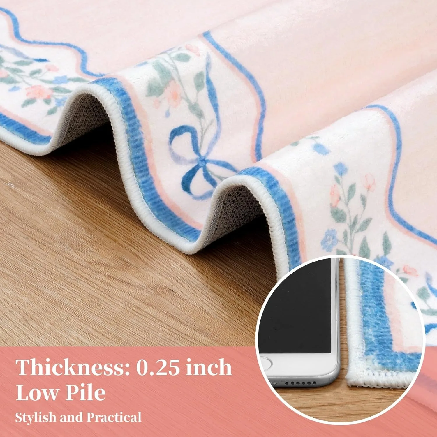 Pink Living Room Carpet Machine Washable Non-slip Wear-resistant Bedroom Plush Rug Floral Print Cloakroom Mats 러그 Ковер Alfombra