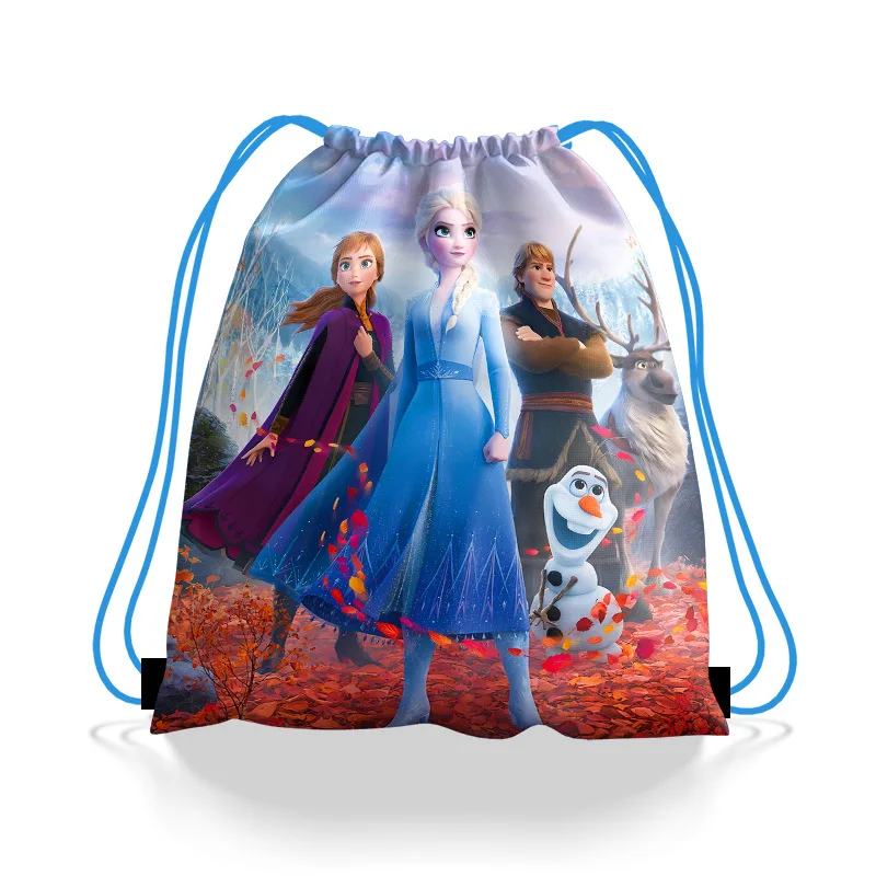 Description Picture 5 of item6/36PCS Iconic Brand Frozen Elsa Anna Birthday Party Gifts Non-woven 27*34cm Drawstring Good Bags Kids Favor School Backpacks