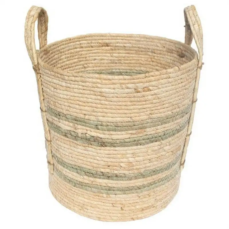 

Maize Colored Stripe Basket, Green, Large Butter holder Butter churner