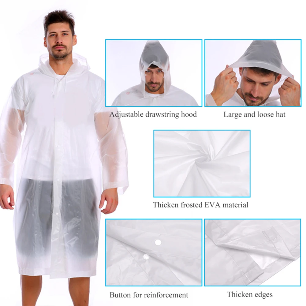 Description Picture 6 of itemPortable Ultralight Rain Poncho Waterproof Rain Coat Men Women Cycling Rain Cover Hooded Raincoat for Hiking Fishing Camping