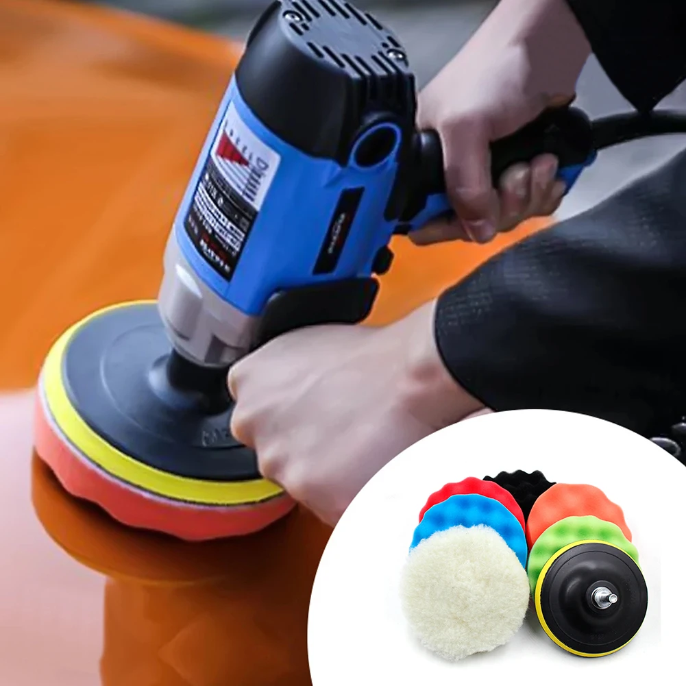 8Pcs/Set Polishing Pad Sponge Buffing Waxing Pad 3/5/6/7 Inch Polish Buffer Drill Wheel for Car Polisher Drill Adapter
