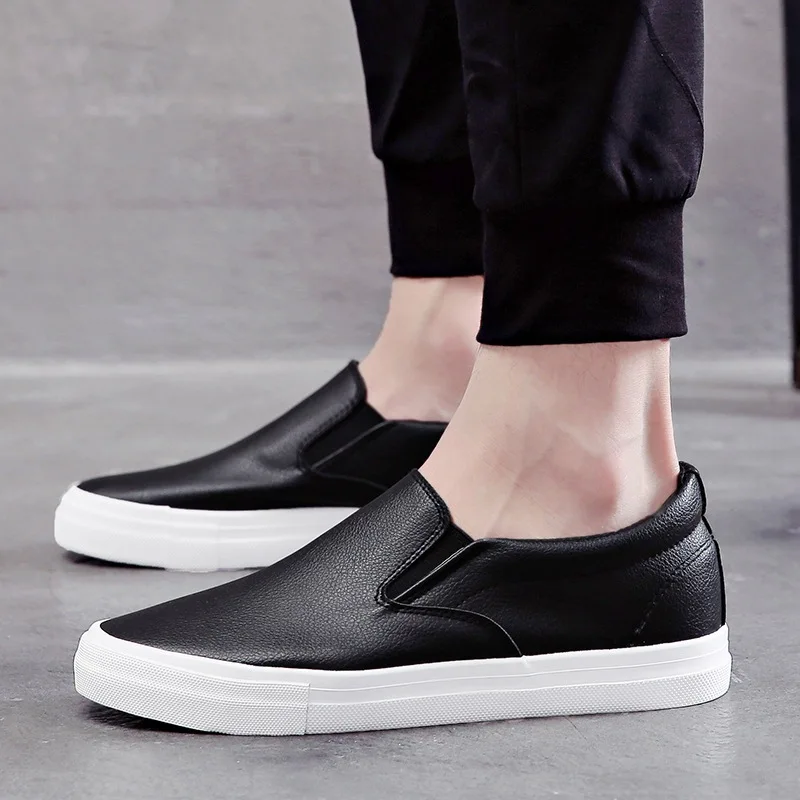 New Shoes for Men Leather Casual Shoes Spring Fashion Concise Flat Shoes 2 Colors Slip-on Loafers 4