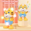 Dancing Electric Cartoon Cute Small Yellow Tiger Doll Home Decor Kid Gift Baby Early Education Musical Dance Light LED Baby Toys 3