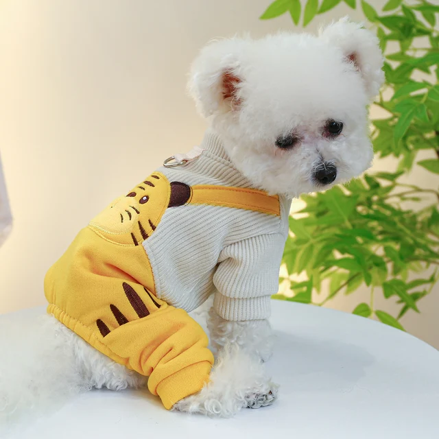 1PC Pet Apparel Dog Autumn and Winter Thickened Four Legged Strap Pants With Inner With Drawstring Buckle For Small Medium Dog 3