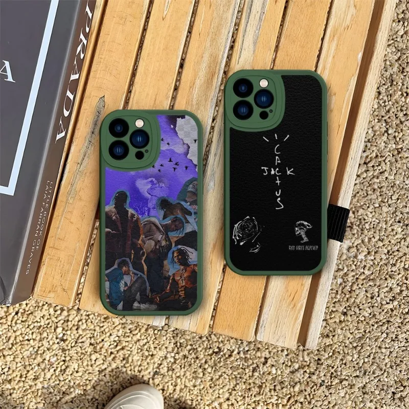 Jackboys Travis Scott Custodia Per Telefono Verde Per Iphone 11 13 14 12 Pro Max Mini Xs X Xr 7 8 Plus Se2020 Pelle Silicone Coque
