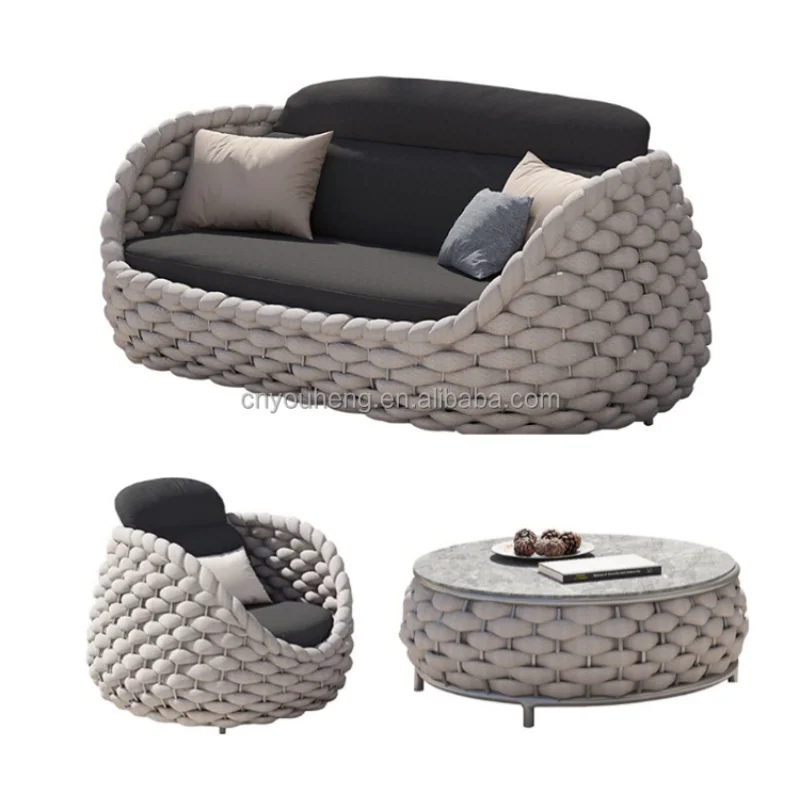 

outdoor furniture rope garden furniture rattan sofa love seat hotel aluminium leisure patio table and chairs