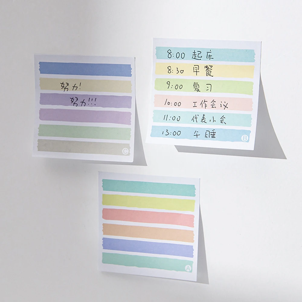 Color Morandi Stripe Sticky Note Memo Diary To Do List Message Hand Account Sticker Stationery