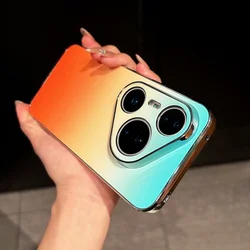 Frosted Gradient Hit Color Phone Case - Instantly Changes to Official Orange Sea Soda Cover for Huawei Pura70 (Orange Ocean)