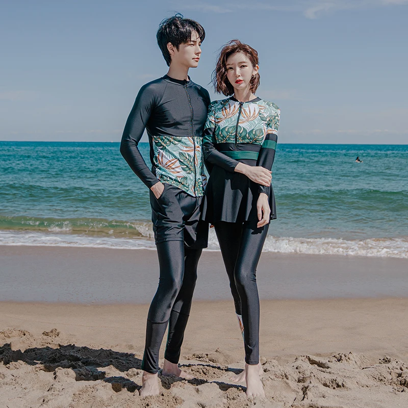Newest Women Swimming Suit Long Sleeves Long Pants Surfing Suit Print Rashguards 3 Pieces Mens Summer Beach Wear