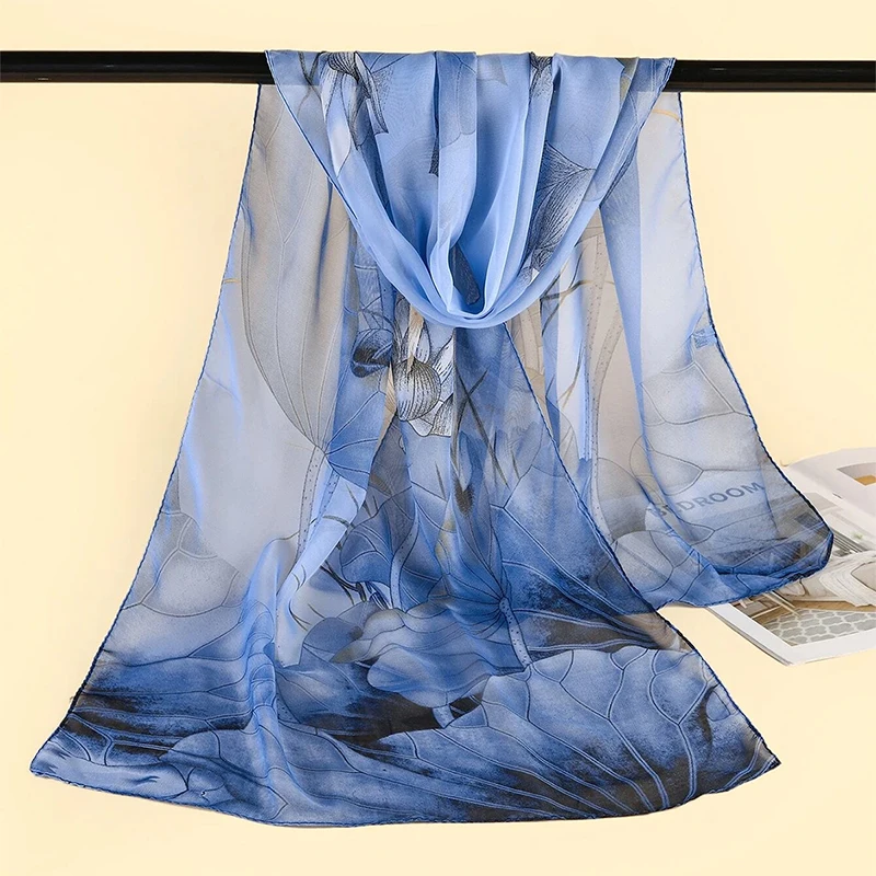 50*160cm Fashion Chiffon Summer Women Scarf Floral Designer Beach Silk Shawls Luxury Headband Wraps Sunscreen Hijab 3