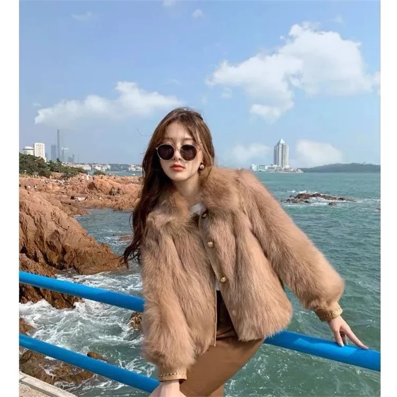 

Imitation Fur Temperament Women's 2024 New Padded Jacket Slim Ladies Coat Fur Coat Explodes Coltsfoot Warm Coats