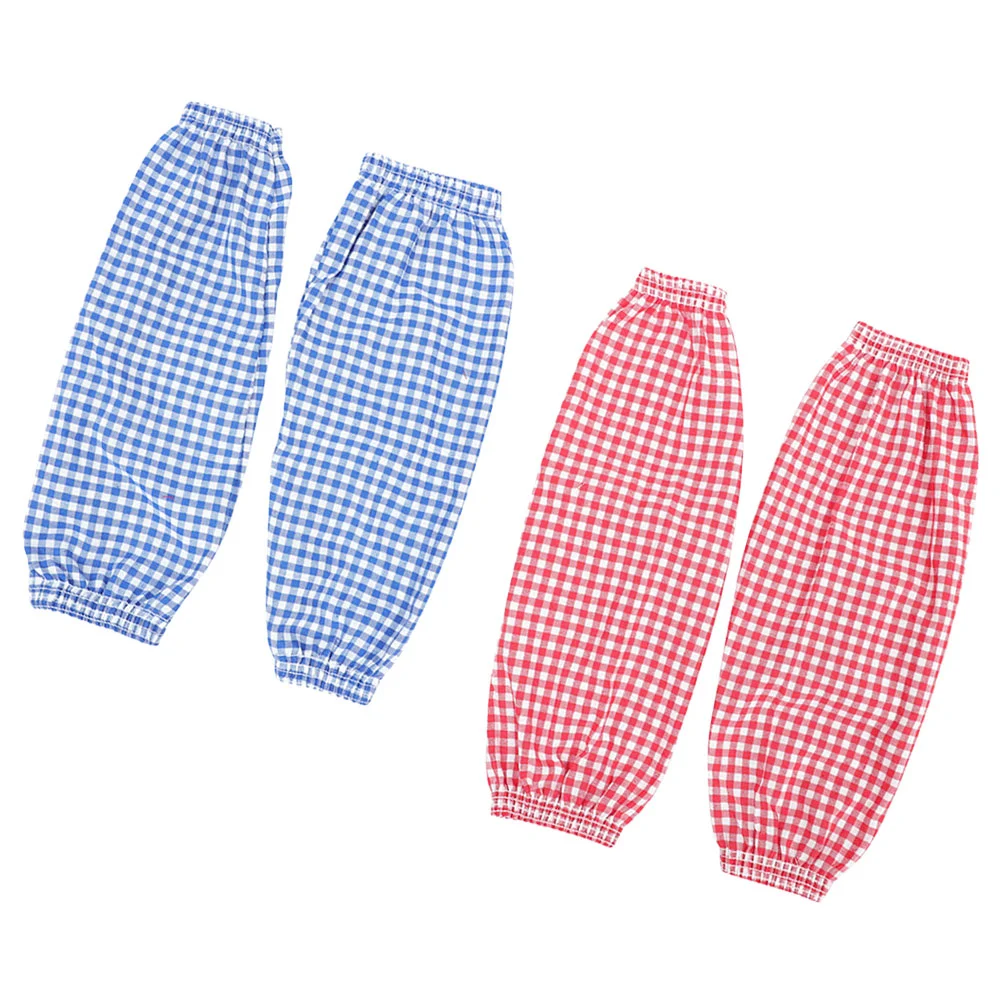 

2 Pairs Stain Resistant Check Sleeves Case Sleeveless Gardening Arm Cotton Linen