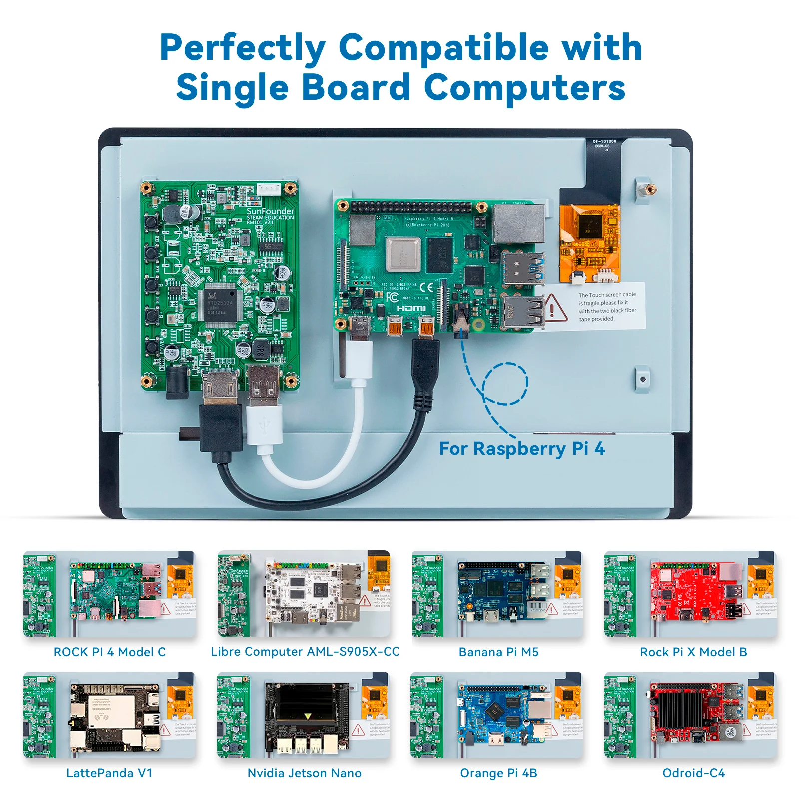 SunFounder 10.1 IPS LCD Touch Screen HDMI 1280*800 for Raspberry Pi 4B 3B+ 3B 2B  LattePanda Beagle Bone (Pi NOT Included)