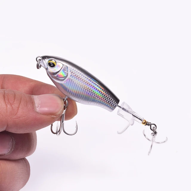 5Pcs Fishing Lures Lot Whopper Plopper Top water Bass Trout Bait Rotating  Tail 