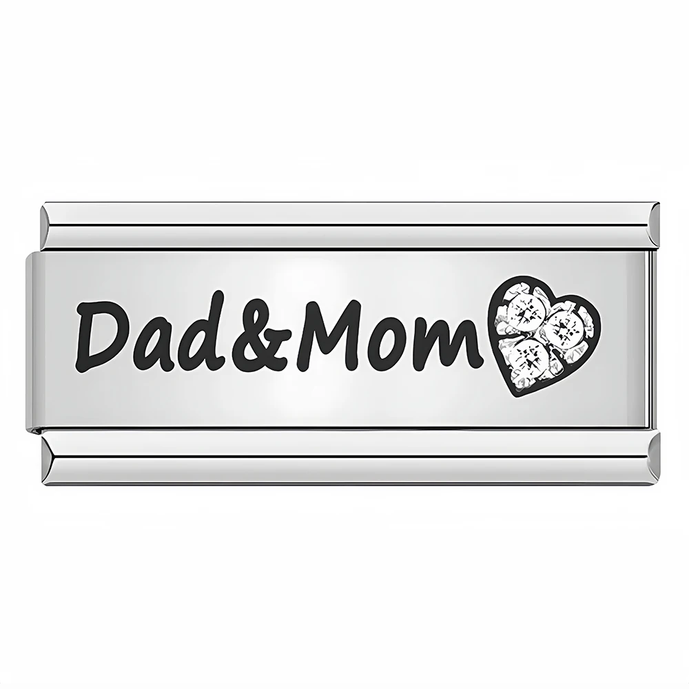 Love Family Dad Mom Italienische Charm-Links, modularer Anschluss, passend für 9 mm Edelstahl-Armbänder für DIY-Herstellung von Schmuckzubehör – Detail 9