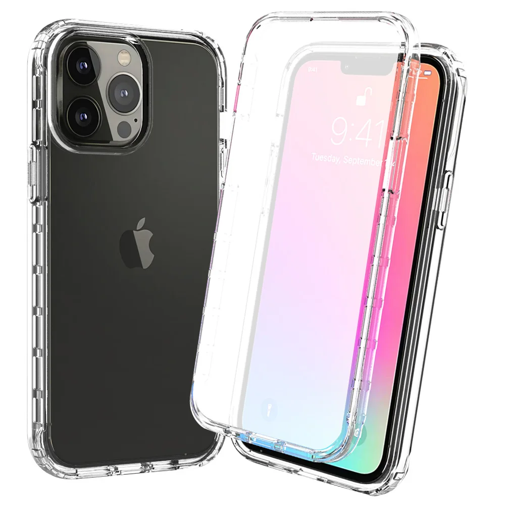 360 полная защита телефон для Apple iPhone15 15Pro Max iphone15Plus TPU PC двухцветный противоударный жесткий чехол