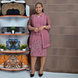 2 PCS Set African Dresses for Women Bodycon Mermaid Sexy Maxi Dress Elegant Wedding Gowns with Coat Ankara Outfits Robe 2024