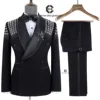 Cenne Des Graoom 2024 Elegant Men's Suits Double-Breasted Jewelry Ornament Handmade Tuxedo for Wedding Groom Party Jacket Pants 1
