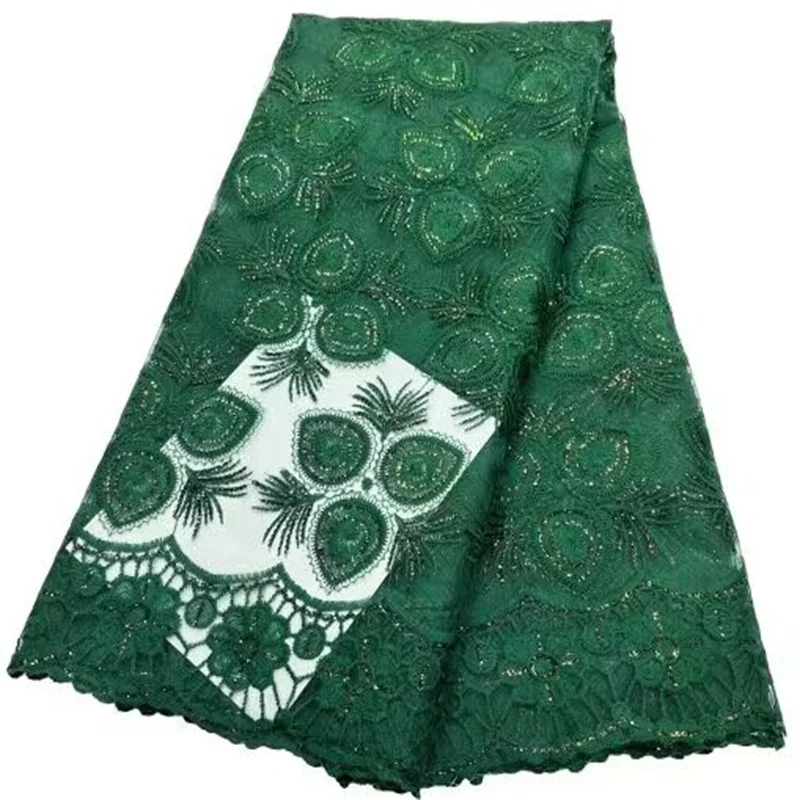 

Dark Green French Tulle Lace Fabric 2023 High Quality Embroidered African Net Laces Nigerian Fabrics With Sequins H99-5