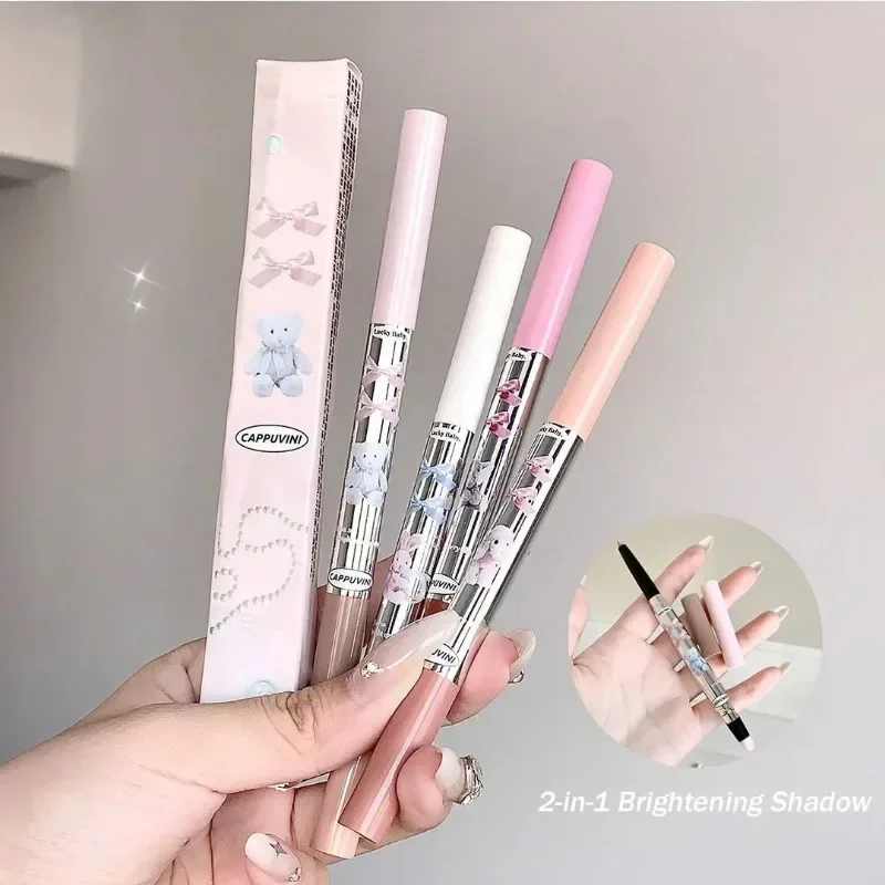 Double Head Lying Silkworm Pen Silkworm Highlight Crease Pencil Diamond Glitter Matte Brightening Shadow Eyeliner Pen Aegyo-sal eyeshadow pen,makeup pen