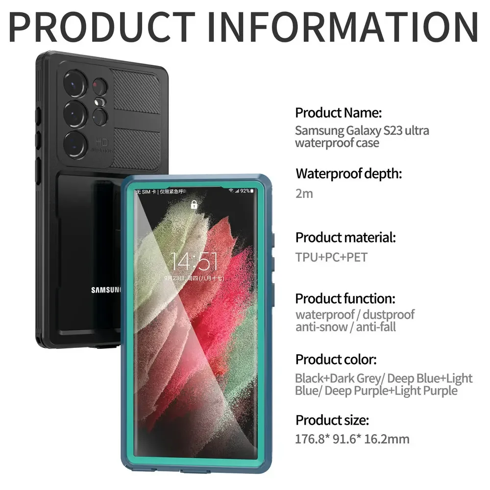 Waterproof Case IP68 for Samsung Galaxy S23 Ultra S 24 5G Cover Screen Protect Bumper Shockproof Phone Galaxy S24 Plus S 23 Capa