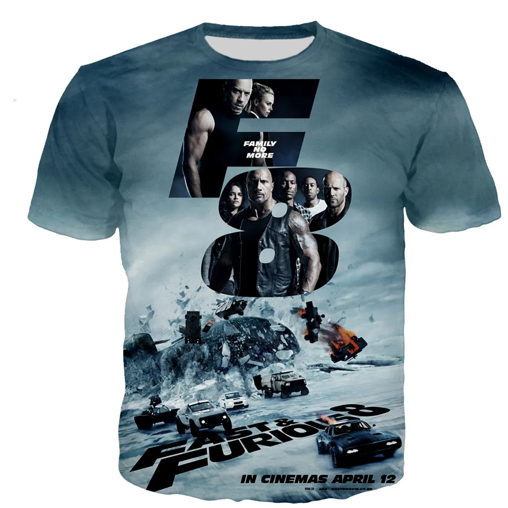 

Футболка фаст & the Furious для мужчин и женщин, Модный повседневный топ с 3D принтом, уличная одежда в стиле Харадзюку, большие размеры, на лето