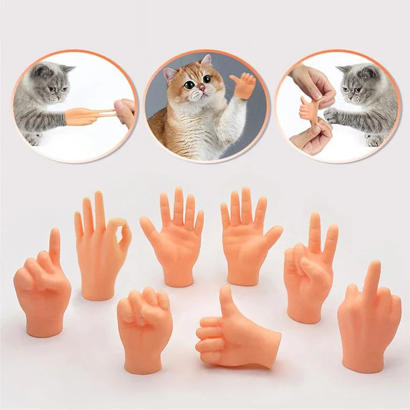 1pc Mini Hands Model Puppets Tiny Hands Cat Massage Tool Miniature Toys Gloves Finger Gloves Little Finger Interactive Cat Toy