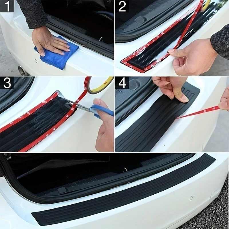 Anti-scratch Car Trunk Door Sill Plate Protector Universal Rear Bumper Guard Rubber Mouldings Pad Trim Cover Strip Car Styling
