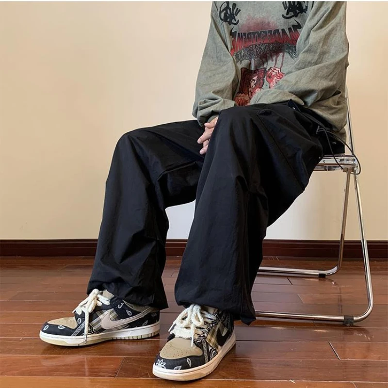 QWEEK Baggy Cargo Pants Women Hip Hop Streetwear Elastic Trousers Harajuku Casual Parachute Y2k Men Oversize Joggers Pants