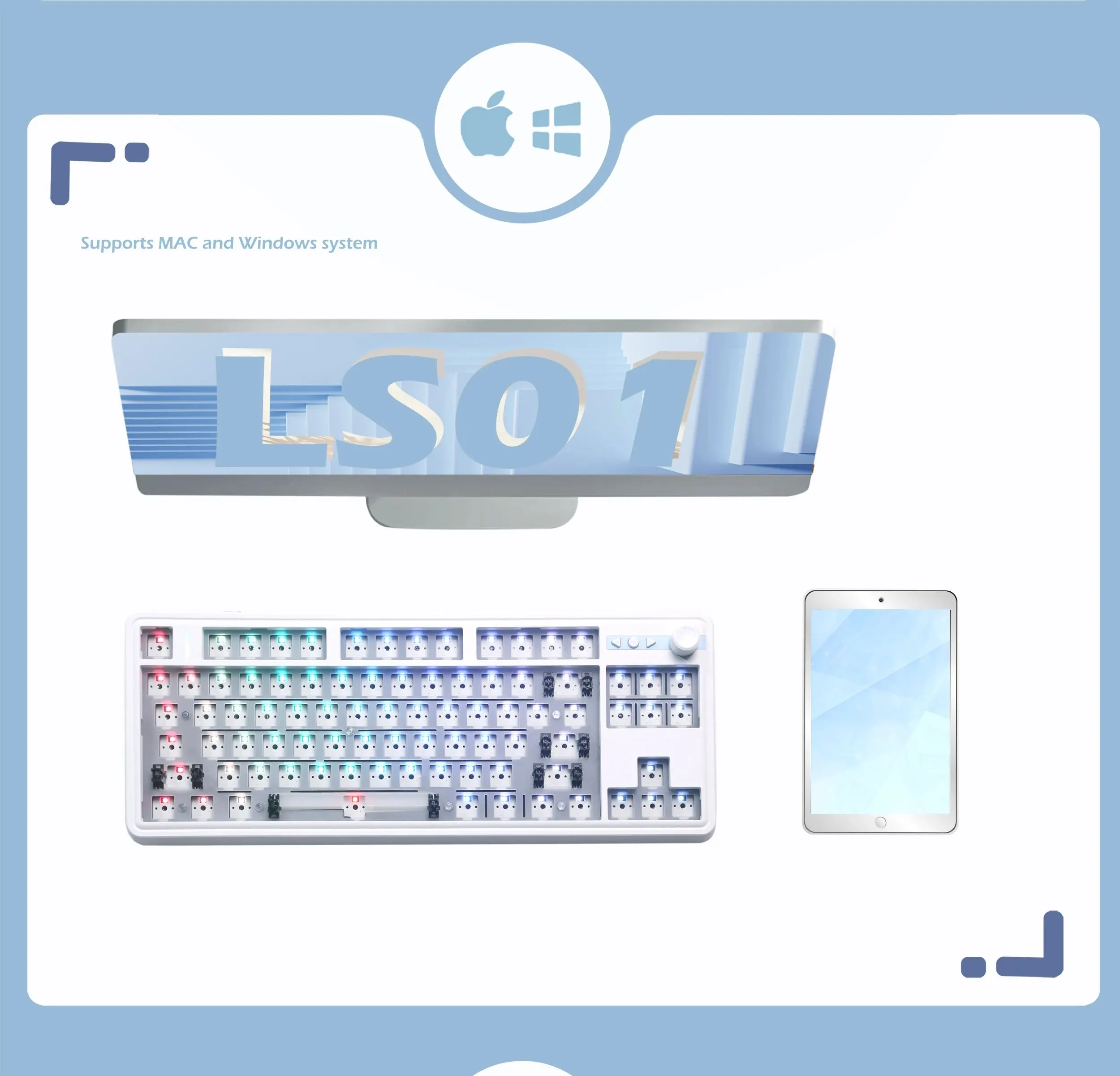 ZUOYA ̸ Ű ŰƮ,   3  , USB, 2.4G,   Ű, RGB Ʈ Ŷ , LS01