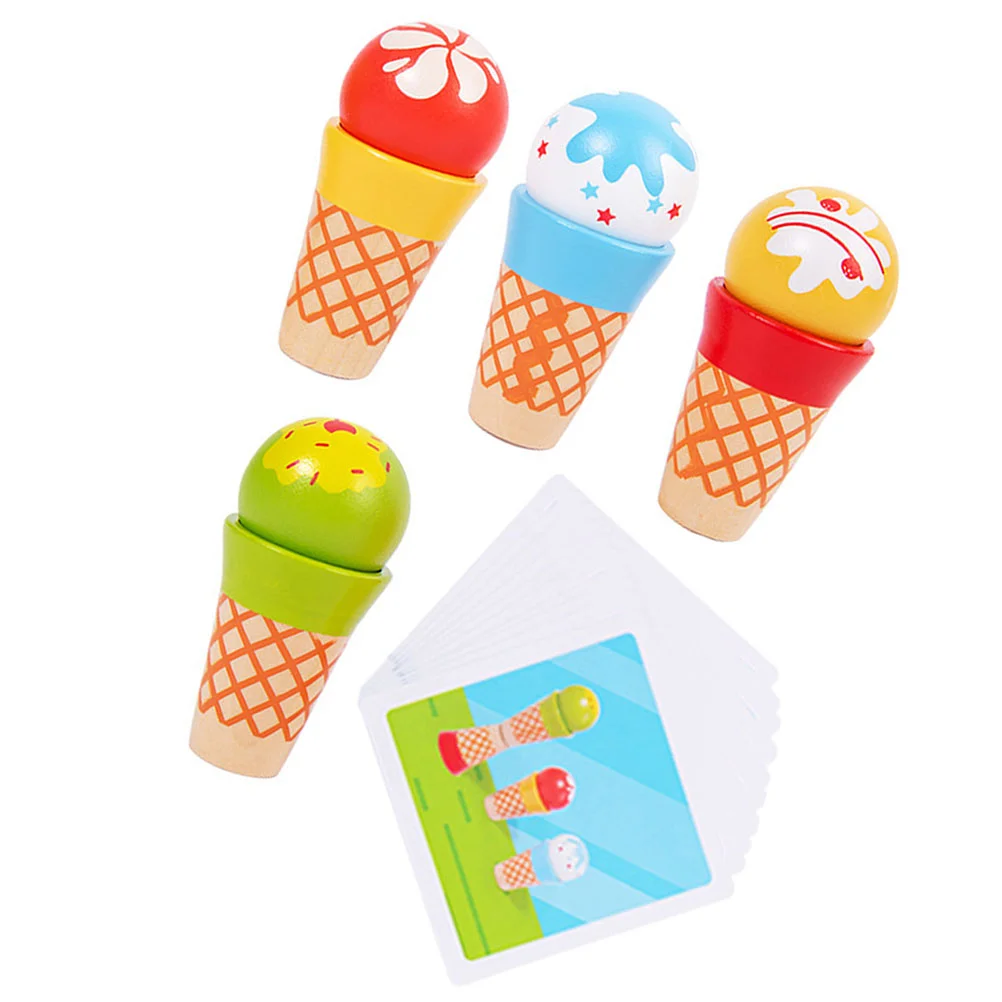

1 set of Children's Artificial Ice Cream Wooden Ice Cream Toy Pretend Play Children Toy